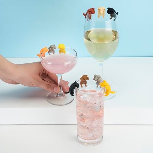 True Zoo Spot On Wine Charms, Silicone Dog Drink Markers, Fits Glasses and Cans, Dishwasher Safe, Multicolor, Set of 6 - Image 5