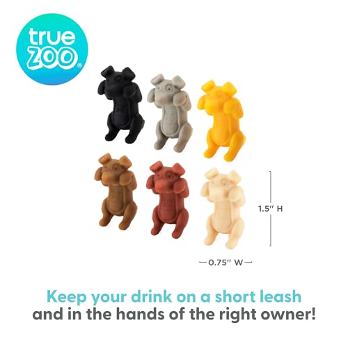 True Zoo Spot On Wine Charms, Silicone Dog Drink Markers, Fits Glasses and Cans, Dishwasher Safe, Multicolor, Set of 6 - Image 3