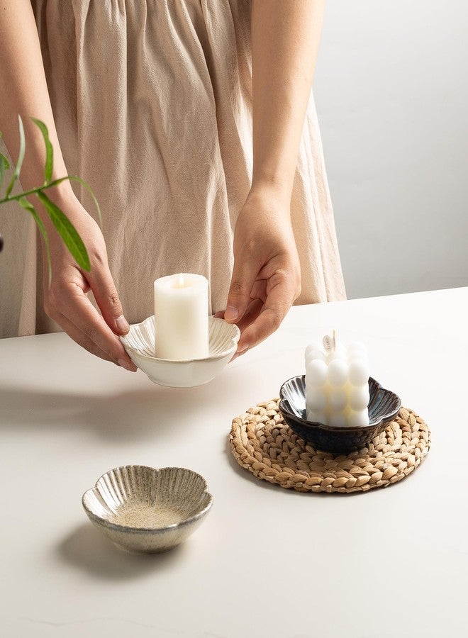 BEUNAIZER Ceramic Pillar Candle Holder Plates, Decorative Candlestick Holder, Tea Light Incense Santo Palo Holders, for Dinning, Party, Wedding, Birthday, Anniversary Decorations, 1pack (White) - Image 4