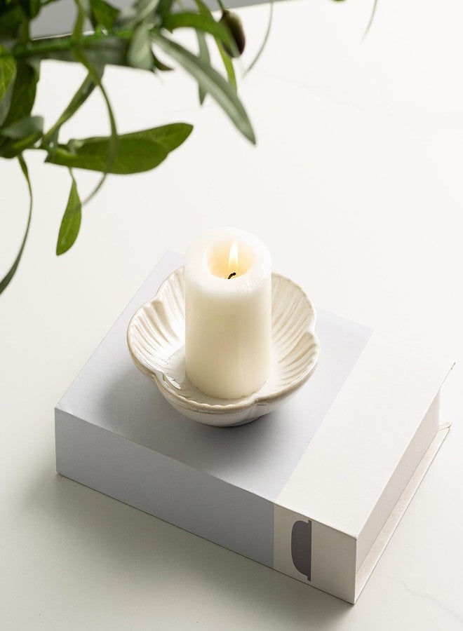 BEUNAIZER Ceramic Pillar Candle Holder Plates, Decorative Candlestick Holder, Tea Light Incense Santo Palo Holders, for Dinning, Party, Wedding, Birthday, Anniversary Decorations, 1pack (White) - Image 5