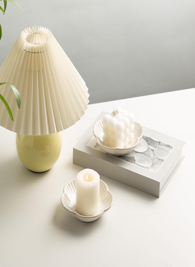 BEUNAIZER Ceramic Pillar Candle Holder Plates, Decorative Candlestick Holder, Tea Light Incense Santo Palo Holders, for Dinning, Party, Wedding, Birthday, Anniversary Decorations, 1pack (White) - Image 3
