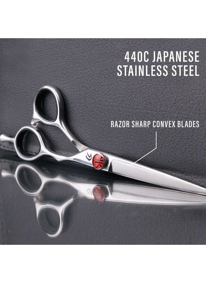 EVERLONG - Tokko Katana Classic Professional Razor Edge 440C Japanese Stainless Steel Hair Cutting Scissors 6.5" Barber Shears With Adjustment Screw and Leather Case - Image 1
