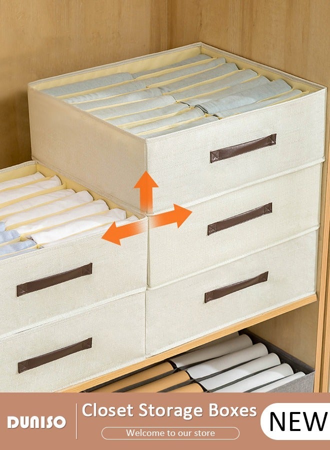 DUNISO 2 Pieces Fabric Closet Storage Organizer Set Foldable Clothes Boxes Large Capacity Wardrobe Stackable Closet Drawer with Handle for Leggings Stockings Socks Underwear - Image 1