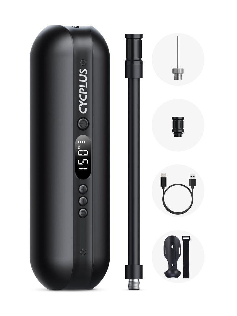 CYCPLUS Electric Air Compressor Portable Bicycle Pump Car Tire Inflator Max 150 PSI Auto ShutOff Air Pump with Presta and Schrader Valves for All Bicycles Motorcycles and Cars