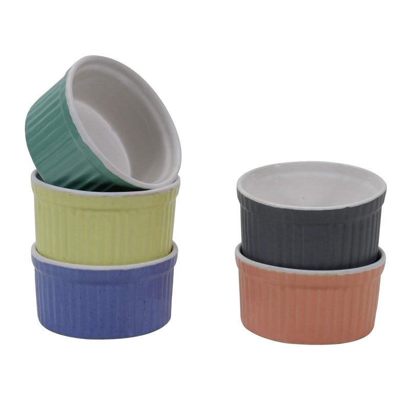 Reyavi Ceramic Ramekin Bowls for Baking dish Serving and Dipping Small Bowl for Chutney Sauce and Desserts Microwave Dishwasher and Oven Safe Set of 5125ml Multicolour - Image 4