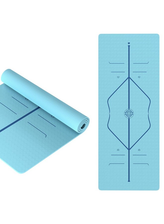 Lifelong Lifelong Yoga mat for Women & Men TPE Material 6mm Anti-Slip Yoga Mat with Bag for Gym Workout|Exercise Mat For Home Gym|Yoga Mat For Gym Workout and Yoga Exercise (Blue, LLYM75)  - Image 1