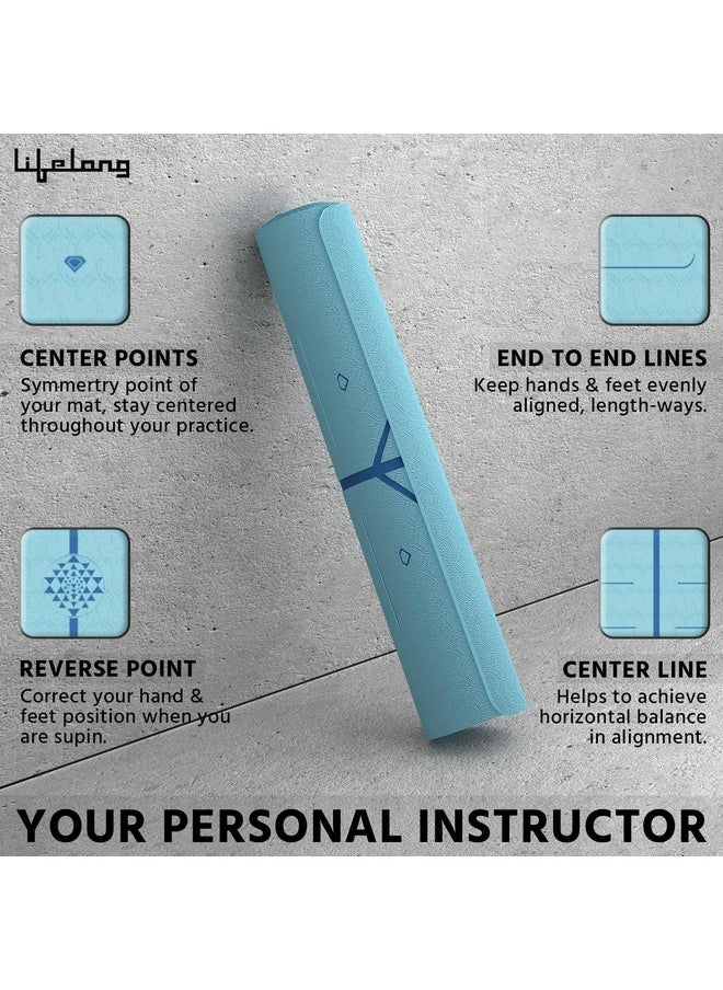 Lifelong Lifelong Yoga mat for Women & Men TPE Material 6mm Anti-Slip Yoga Mat with Bag for Gym Workout|Exercise Mat For Home Gym|Yoga Mat For Gym Workout and Yoga Exercise (Blue, LLYM75)  - Image 2
