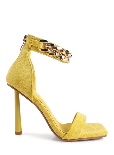 London Rag Micro Suede High Heel Sandals in Yellow
