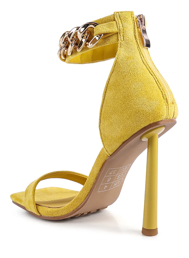London Rag Micro Suede High Heel Sandals in Yellow