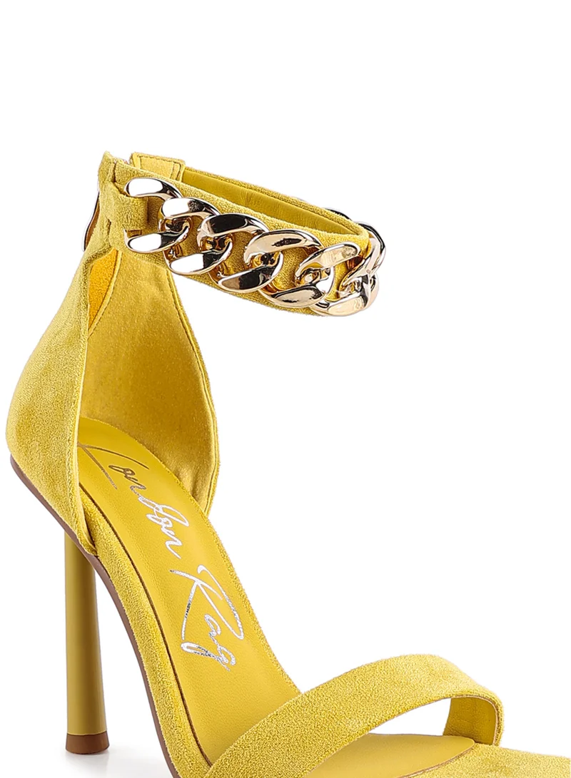 London Rag Micro Suede High Heel Sandals in Yellow