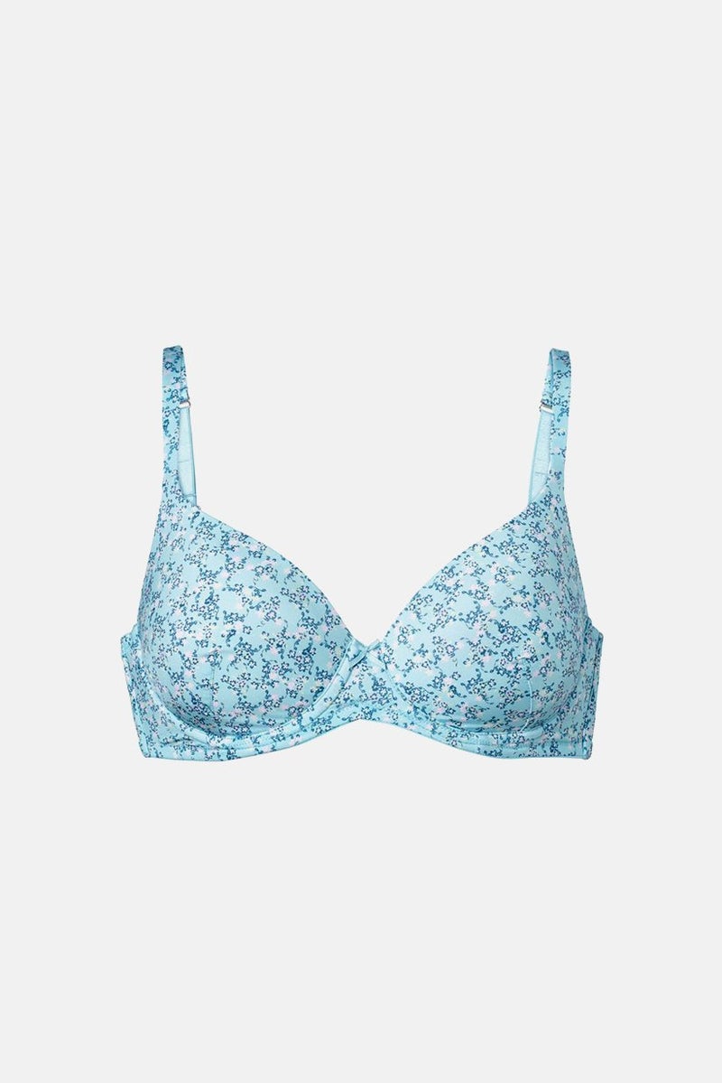 Tchibo Women Allover Print Padded Underwired Bra, Turquoise - Image 3