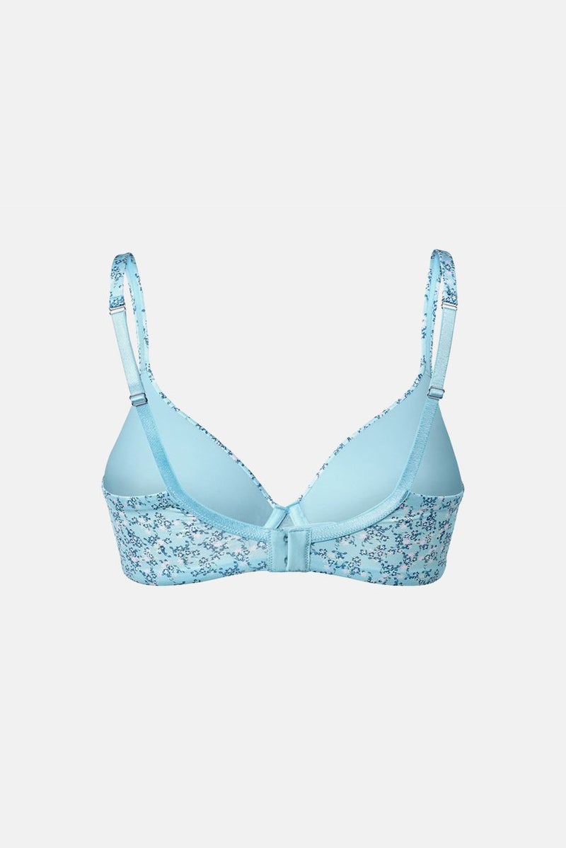 Tchibo Women Allover Print Padded Underwired Bra, Turquoise - Image 2