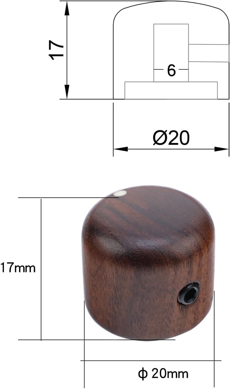 OVSAL Rose Wood Guitar Volume Tone Knobs With Brass Hole - Bass and Electric Control Replacement for Strat Telecaster Jazz Gibson Les Paul - 4Pcs Red - Image 5