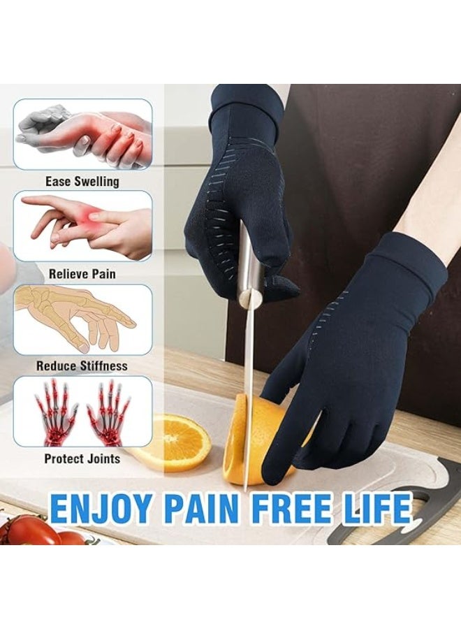 2 Pairs Copper Arthritis Gloves with Touchscreen Tips, Full Finger Compression Gloves for Women Men,Relief Hand Pain - Image 5