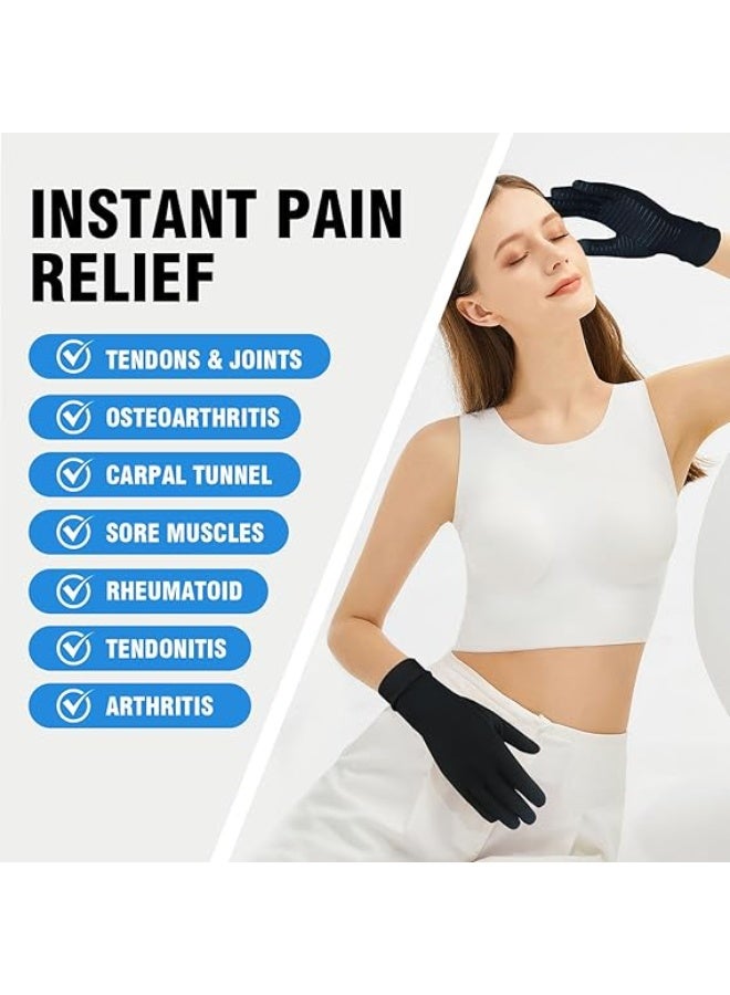 2 Pairs Copper Arthritis Gloves with Touchscreen Tips, Full Finger Compression Gloves for Women Men,Relief Hand Pain - Image 3