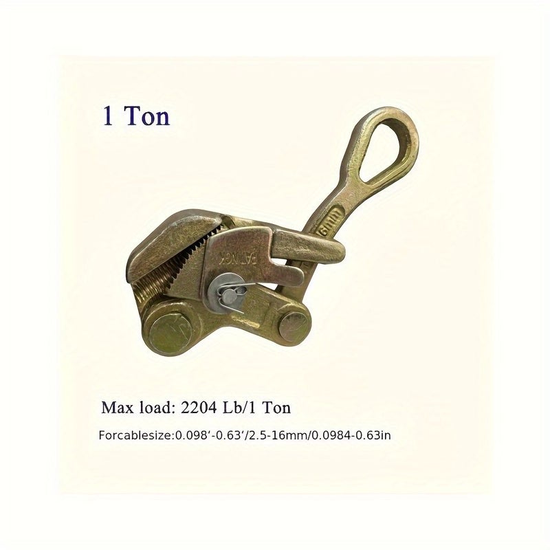 Steel Manual Cable Clamp 1 Ton Puller 2204 Lbs Load Capacity Industrial Rope Tool - Image 5