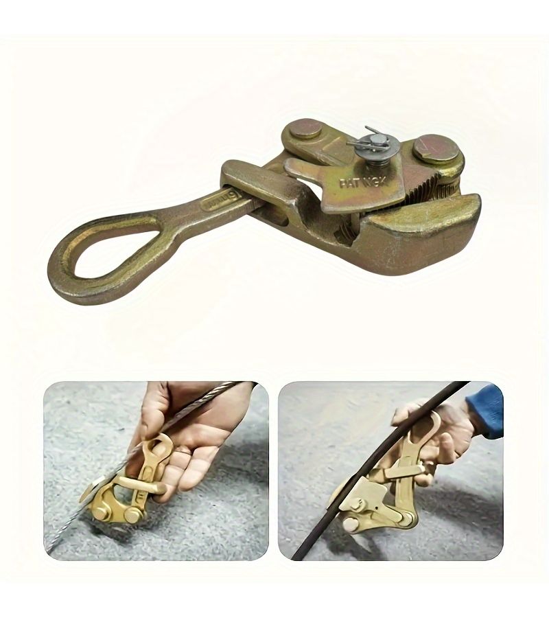 Steel Manual Cable Clamp 1 Ton Puller 2204 Lbs Load Capacity Industrial Rope Tool - Image 1