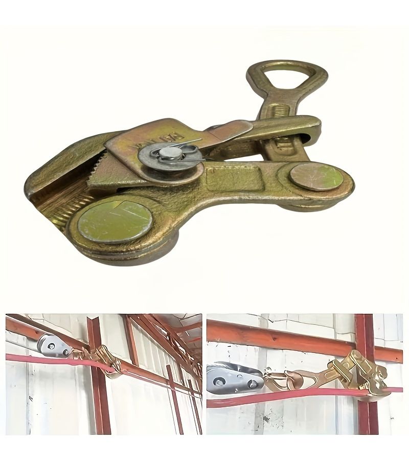 Steel Manual Cable Clamp 1 Ton Puller 2204 Lbs Load Capacity Industrial Rope Tool - Image 2