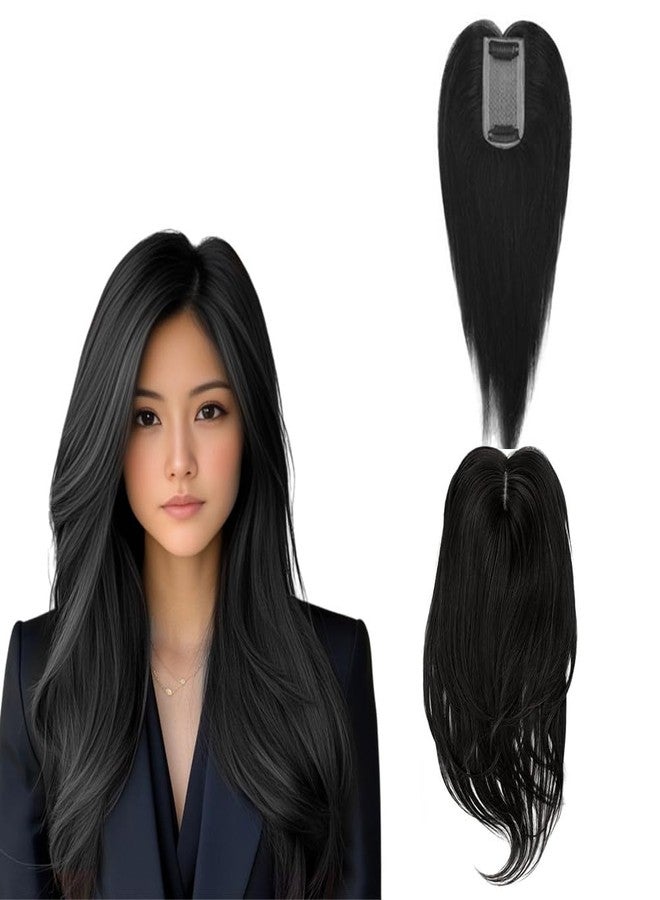 بلوشيا وصلة شعر بلوشيا ثنائية المشبك غير لامعة للنساء بلون طبيعي | وصلات شعر نسائية بطول 16 بوصة | وصلة شعر بمشابك (أسود طبيعي) - Image 1