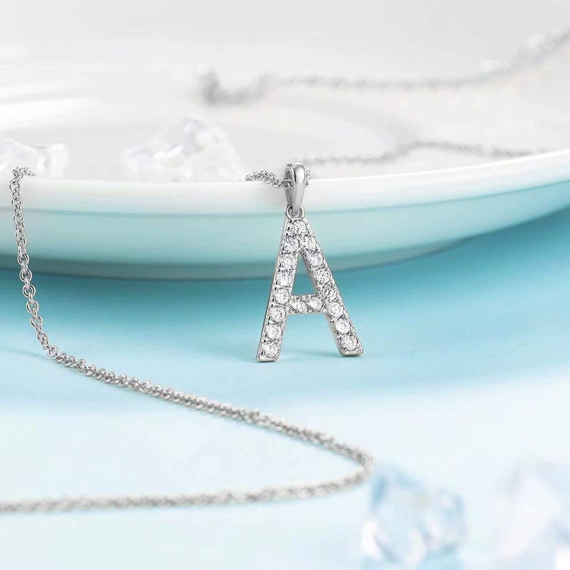 Tarsus A Initial Letter Stainless Steel Silver Alphabet Pendant Necklace Monogram charm cubic zirconia Jewelry Gifts for Women Teen - Image 4