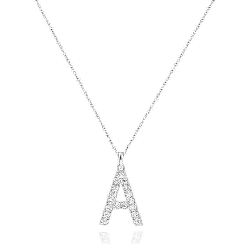 Tarsus A Initial Letter Stainless Steel Silver Alphabet Pendant Necklace Monogram charm cubic zirconia Jewelry Gifts for Women Teen - Image 1
