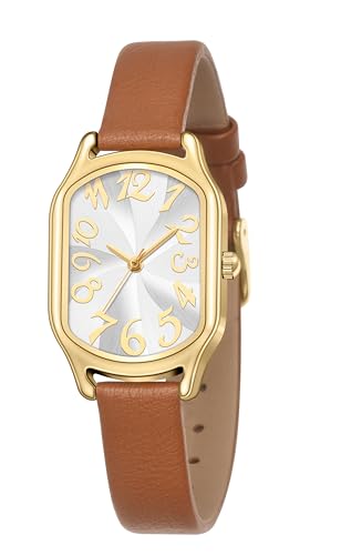 Asan Ge Womens Leather Strap Watch Dainty Waterproof Square Watch Vintage Watches for Small Wrists with Seconds and Numbers Dial Easy to Read for Everyday Style and Gift - Image 1