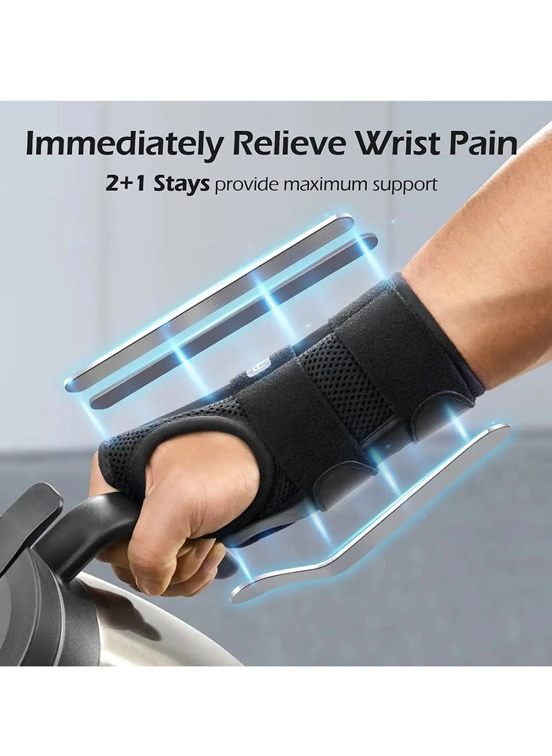 AOLIKES - Wrist Brace, Carpal Tunnel Wrist Strap, Adjustable Arm Compression Pain Relief Wrist Support Brace For Tendonitis, Arrthritis, Injuries, Wrist Pain, Sprains, (Right Hand Large Size, Pack Of 2pcs) - Image 1