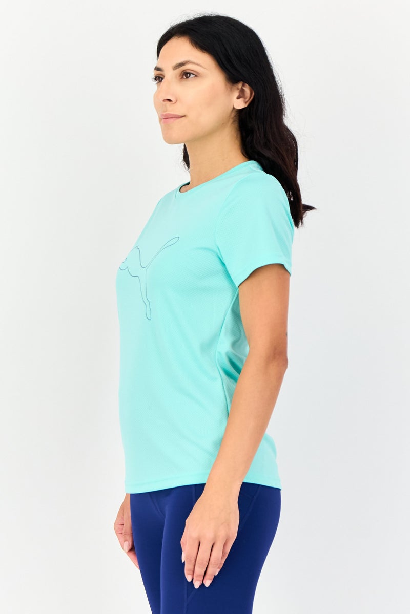 PUMA Women Sportswear Fit Brand Logo Short Sleeves Training T-Shirt, Mint Green - Image 2