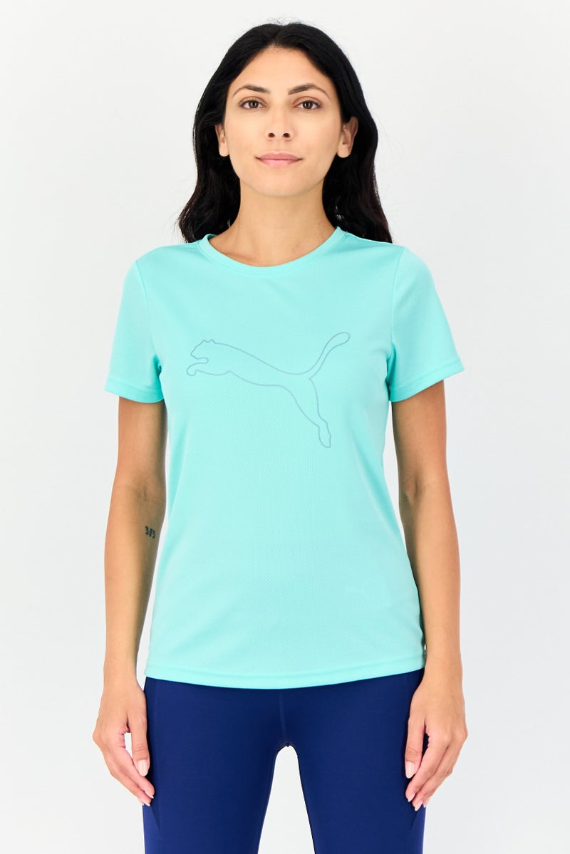 PUMA Women Sportswear Fit Brand Logo Short Sleeves Training T-Shirt, Mint Green - Image 1