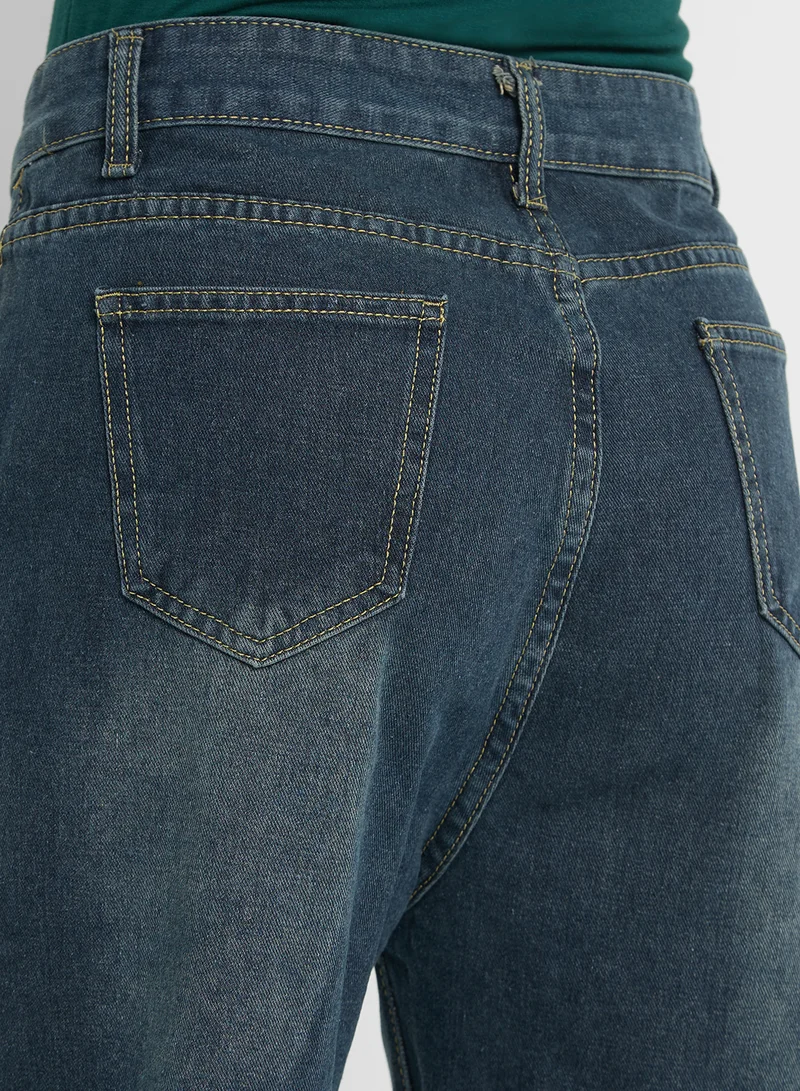 Ginger High Rise Straight Fit Vintage Wash Jeans