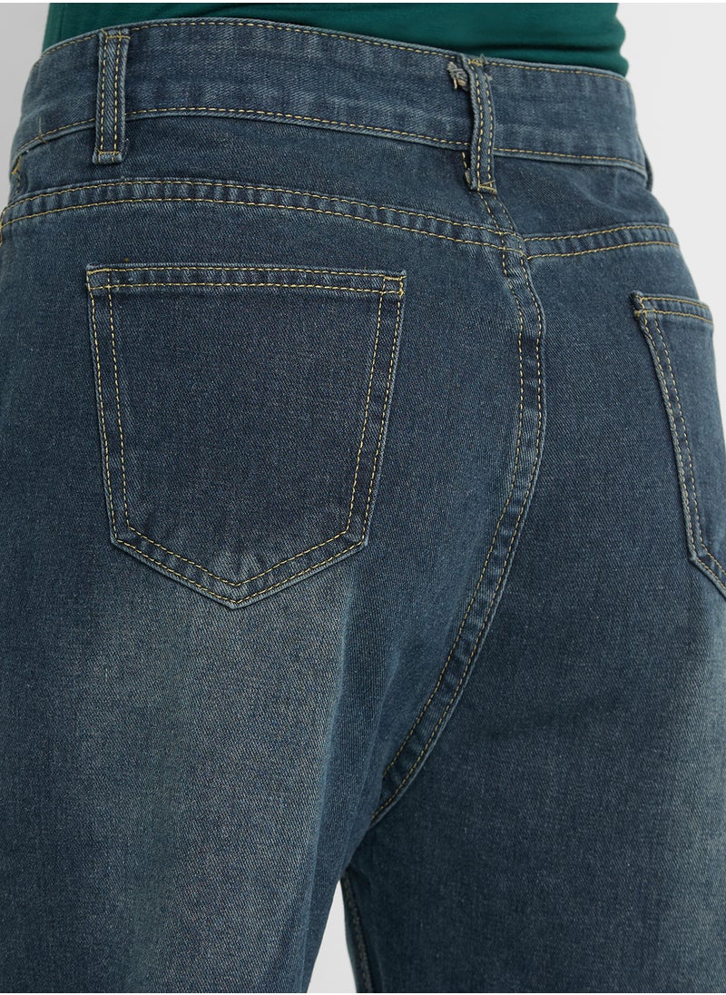 Ginger - High Rise Straight Fit Vintage Wash Jeans - Image 1