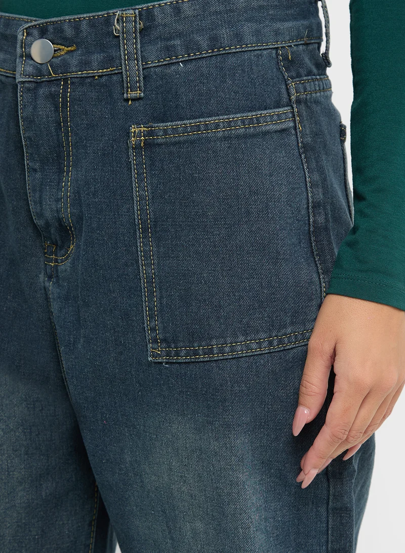 Ginger High Rise Straight Fit Vintage Wash Jeans