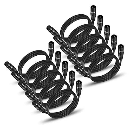 EBXYA XLR Cable 3 Ft 10 Pack, Premium XLR Male to Female Microphone Patch Cables 3 Pin Mic ​Cords DMX512 Lighting Cable Compatible with Speakers, Mixer, Stage Lighting - Image 1