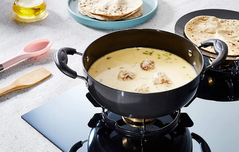 RBGIIT Hard Anodised Induction Kadhai 3 mm Thick 2 Liters Heavy Quality with SS Lid Induction Bottom Cookware Set Hard Anodised 1 Piece_1 - Image 5