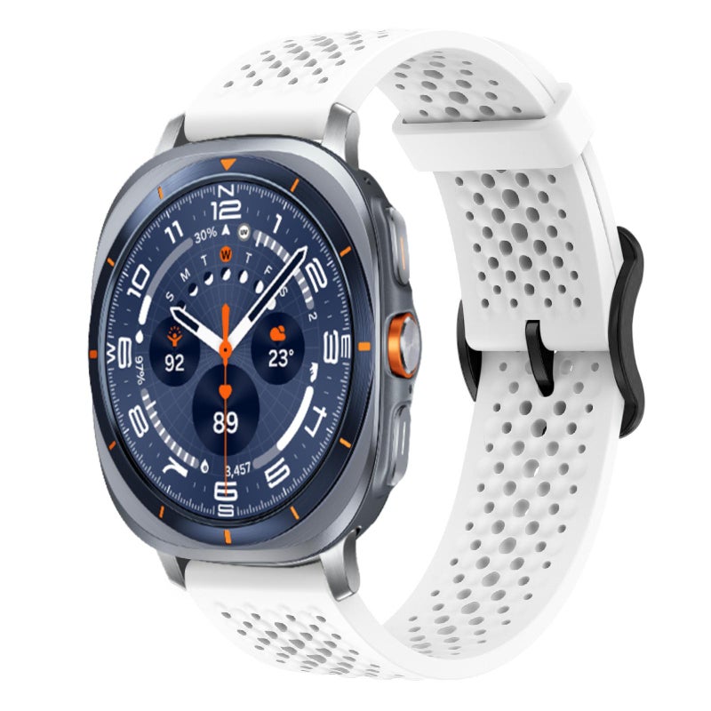 إيروريكس سوار ساعة من السيليكون القابل للتنفس لساعة سامسونج جالاكسي الترا / الترا 2025 (أبيض) - Image 1