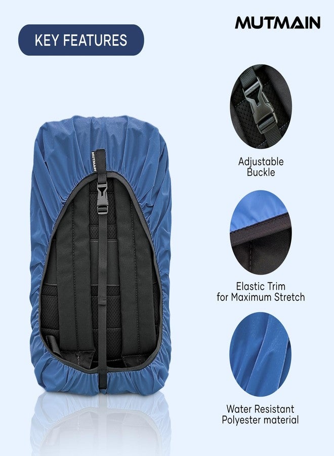 MUTMAIN Bag Cover Waterproof 40L to 50L PU Coated Rain Cover for Backpack Bags, Suitable Bags for Laptop, School, Tail, Trekking, Travel Bag with Adjustable Buckle (Royal Blue) - Image 2