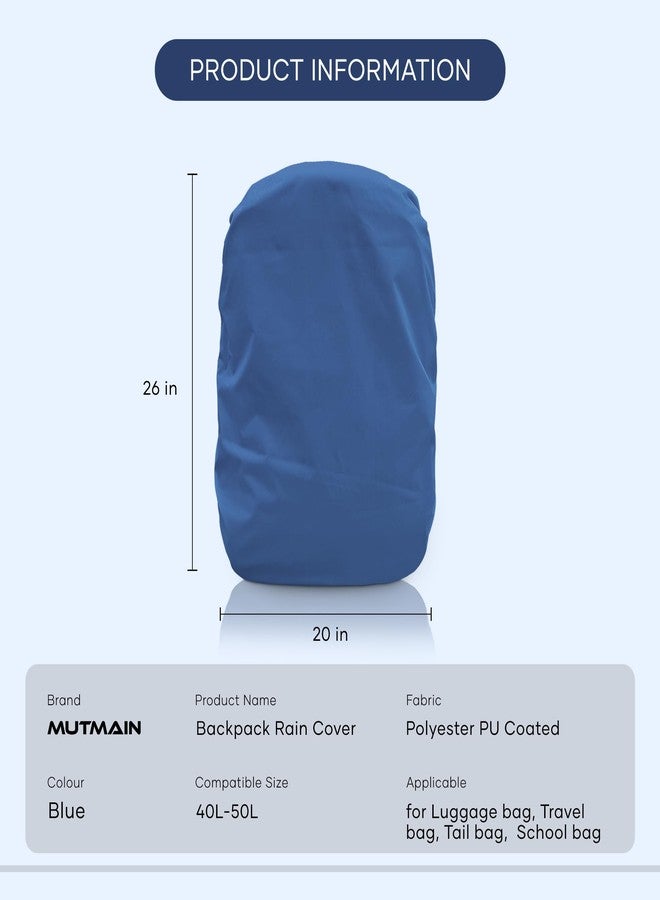 MUTMAIN Bag Cover Waterproof 40L to 50L PU Coated Rain Cover for Backpack Bags, Suitable Bags for Laptop, School, Tail, Trekking, Travel Bag with Adjustable Buckle (Royal Blue) - Image 3