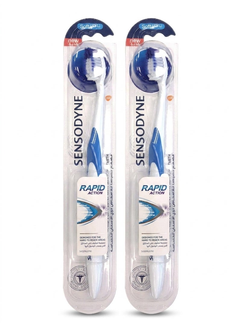 2 piece Soft Toothbrush Rapid Action Toothbrush For Sensitive Teeth , Multi-Colour