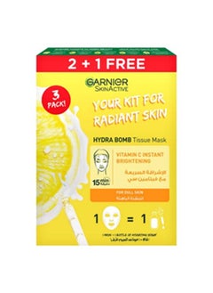 Garnier SkinActive Fast Bright Tissue Mask Bundle 2+1 Free  - Image 1