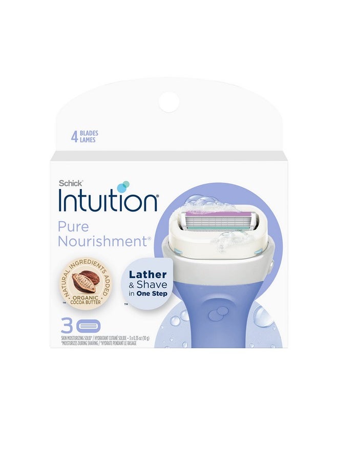 Intuition Schick Intuition Pure Nourishment Womens Razor Refills with Coconut Milk and Almond Oil, 3 Count (Pack of 1)  - Image 1