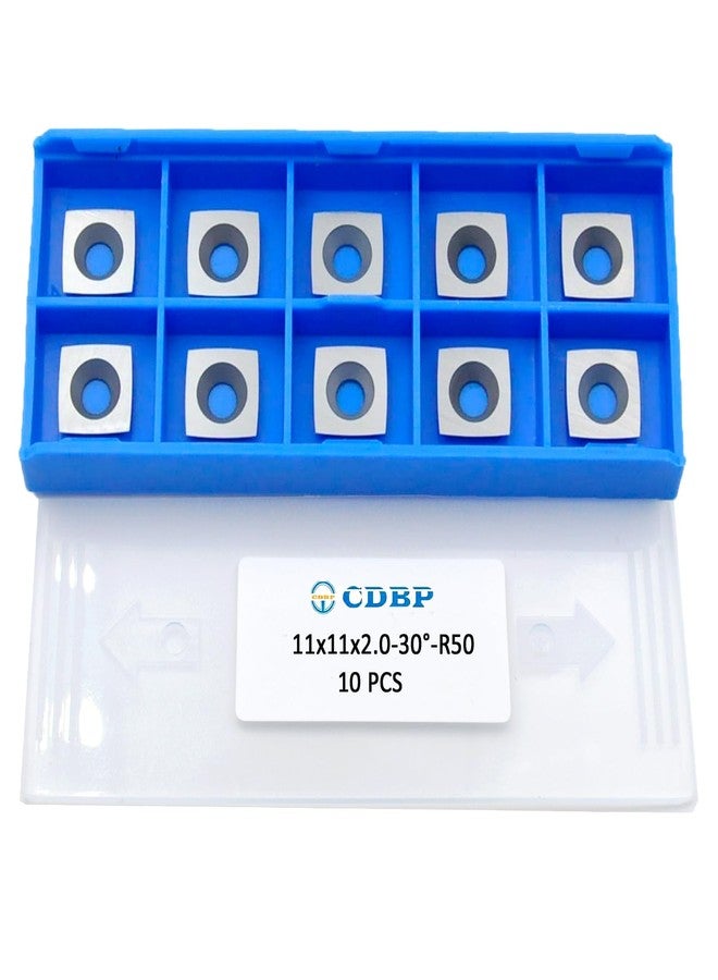 CDBP 11mm Square with 2" Radius Carbide Inserts Cutters 11×11×2.0mm-R50 Replacement for Woodworking Fits SpiralHelical Planer Cutter Head Lathe Turning Tools, 10pcs - Image 1