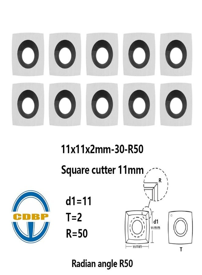 CDBP 11mm Square with 2" Radius Carbide Inserts Cutters 11×11×2.0mm-R50 Replacement for Woodworking Fits SpiralHelical Planer Cutter Head Lathe Turning Tools, 10pcs - Image 3