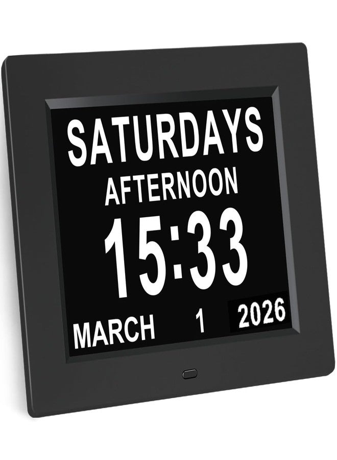 KASTISS 8 Inch Digital Calendar Alarm Day Clock, Large Digital Clock Easy-to-Read, Impaired Vision People, 12 Customizable Alarms, Dementia, Alzheimer’s, Elderly Care & Bedroom/Kitchen (Black) - Image 1