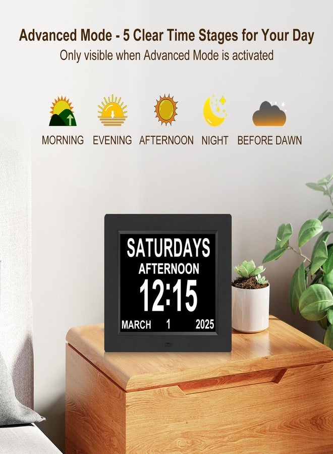 KASTISS 8 Inch Digital Calendar Alarm Day Clock, Large Digital Clock Easy-to-Read, Impaired Vision People, 12 Customizable Alarms, Dementia, Alzheimer’s, Elderly Care & Bedroom/Kitchen (Black) - Image 4
