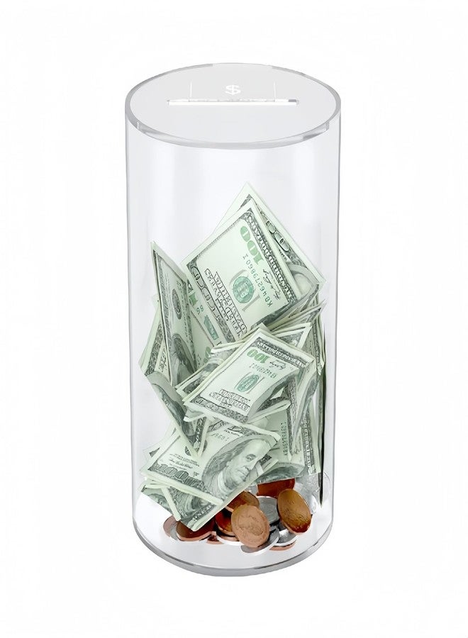 Shudyear Clear Piggy Bank for Adults/Kids,Unopenable Acrylic Savings Jar,Money Saving Box，Size 5.9" H x 3.55" Diameter (Small) - Image 2