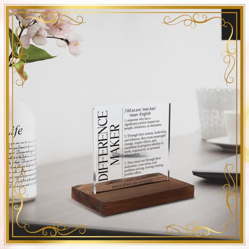 VYNWPDFLI Difference Maker Definition Sign, Inspirational Gift for Leader Mentor Teacher Coach, Appreciation Plaque 4x4 Inch Acrylic Desk Decor,LYY91 - Image 2