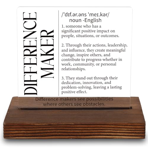 VYNWPDFLI Difference Maker Definition Sign, Inspirational Gift for Leader Mentor Teacher Coach, Appreciation Plaque 4x4 Inch Acrylic Desk Decor,LYY91 - Image 1