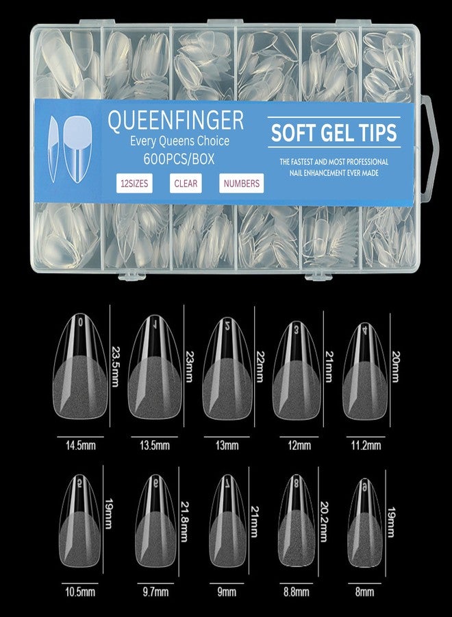QUEENFINGER Gel X Nail Tips, Soft Gel Full Cover Clear Acrylic Nail Extensions for Manicure Nail Art Salon or Home DIY Use Medium Length (600PCS #QF H119-3) - Image 2