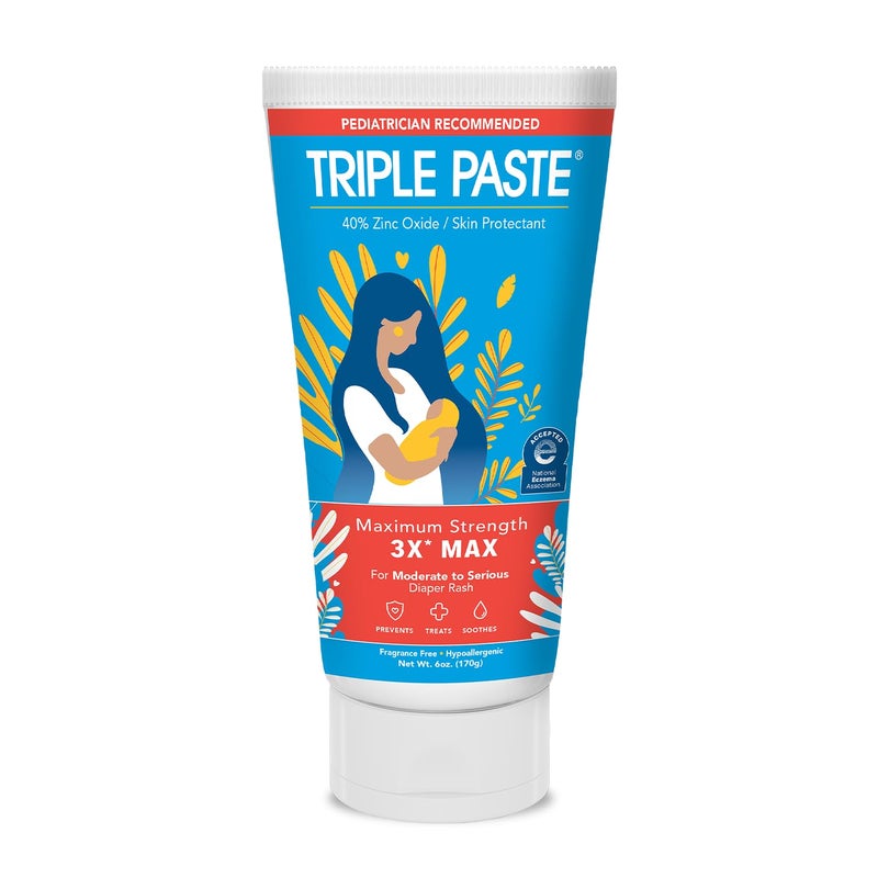 Triple Paste 3X Max Diaper Rash Ointment for Baby, Maximum Strength with 40% Zinc Oxide Ointment for Serious Diaper Rash, 6 oz Tube - Image 1