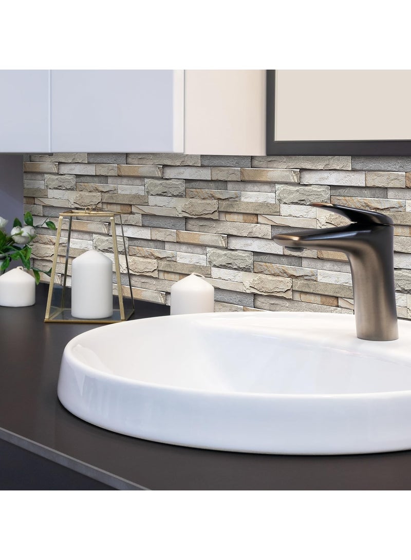 RATSAW 3D Wall Panels Peel and Stick Wallpaper 12PCS 30 x 15cm Wall Tiles Self Adhesive Waterproof Wall Sticker Brick Wallpaper Decorative Tiles Stickers for Kitchen Bathroom Wall Decor - Image 5